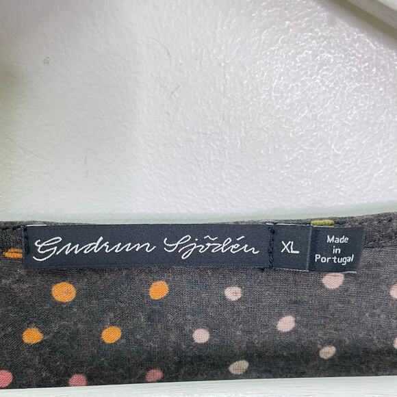 Gudrun Sjoden Size XL Gray Polka Dot Lightweight Tencel-Wool Long Sleeve Shirt - Picture 3 of 8